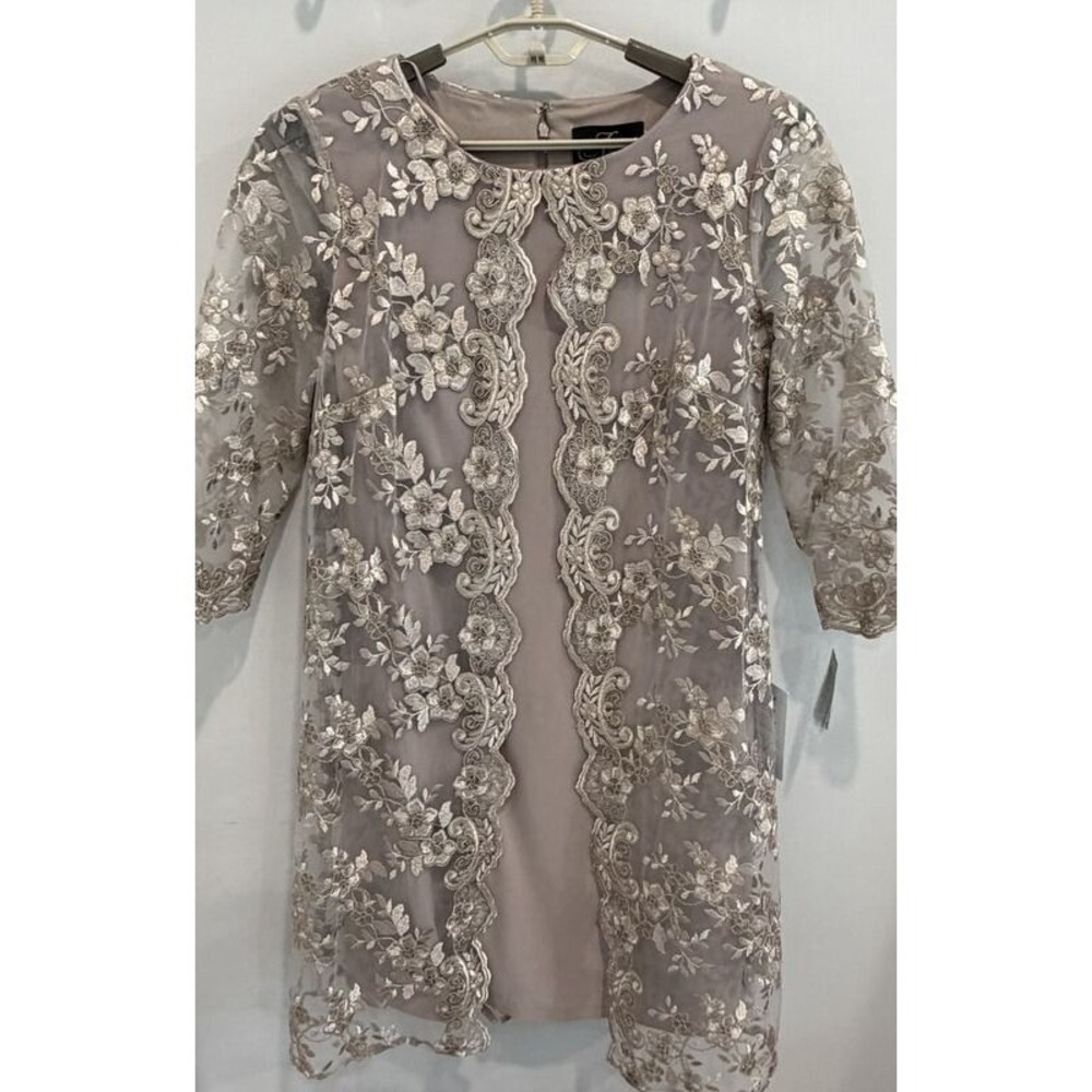 Alex‎ Evenings 81171593 Short Cocktail Knee Length Jacket Dress Tape Sparkle New